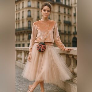 Maje Torina Velvet Sweatshirt Blush Pink Girly Romantic Parisian Chic French